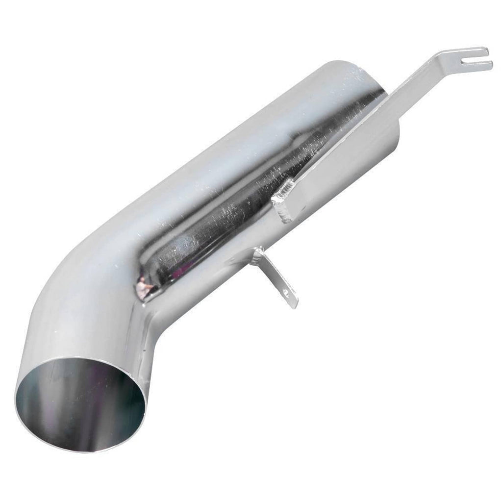 Silver intake tube with mounting bracket and smooth curved bend