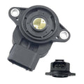 Throttle position sensor (TPS) with circular housing, mounting holes, and black connector
