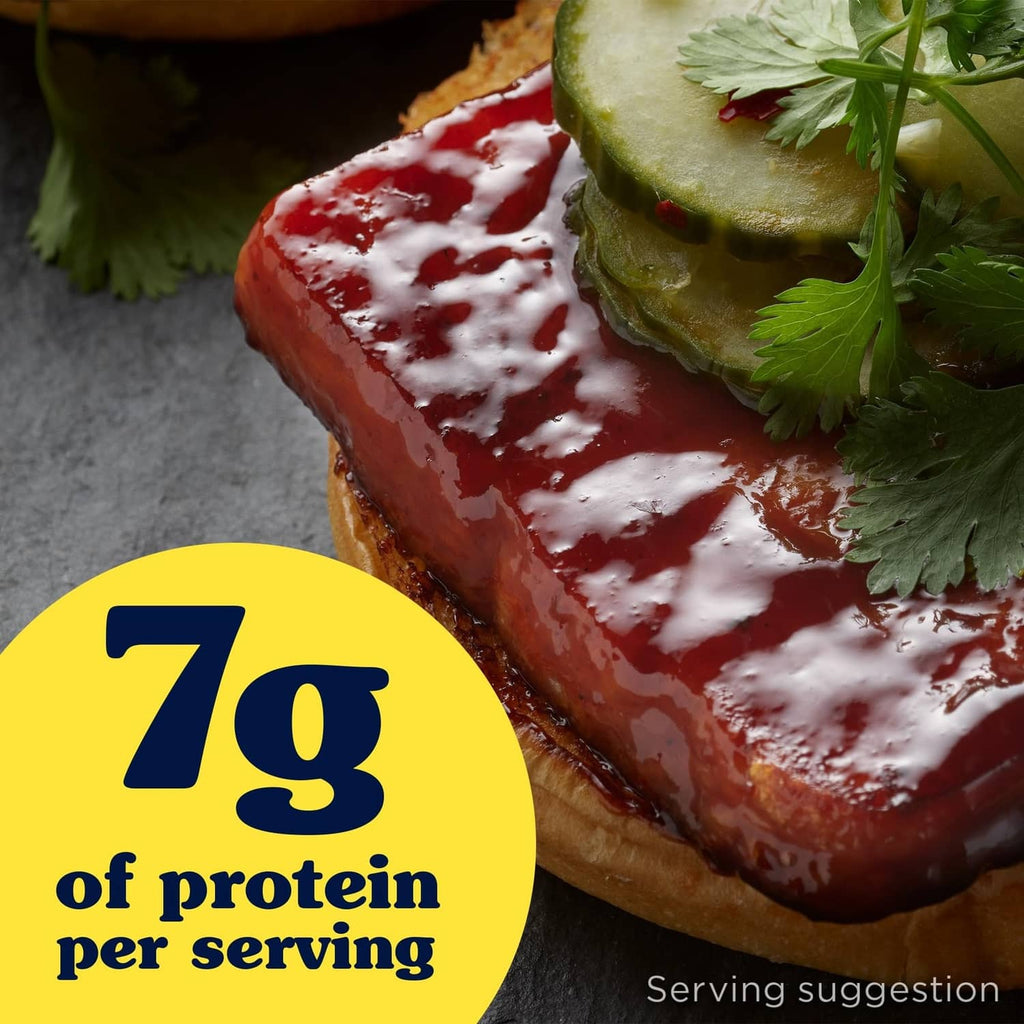 Spam Classic slice on toast with red sauce and garnish, serving suggestion