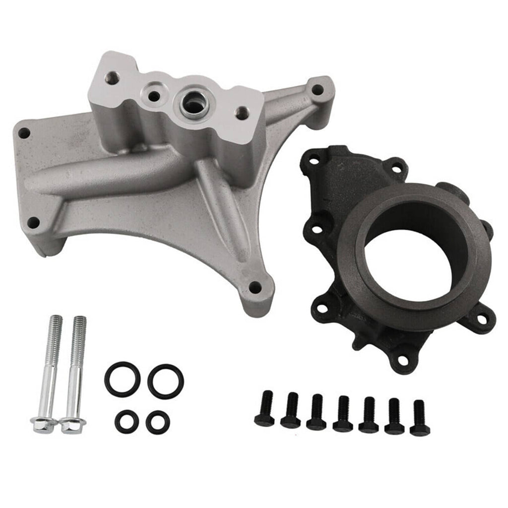 Turbo pedestal exhaust housing with black outlet flange and mounting hardware kit