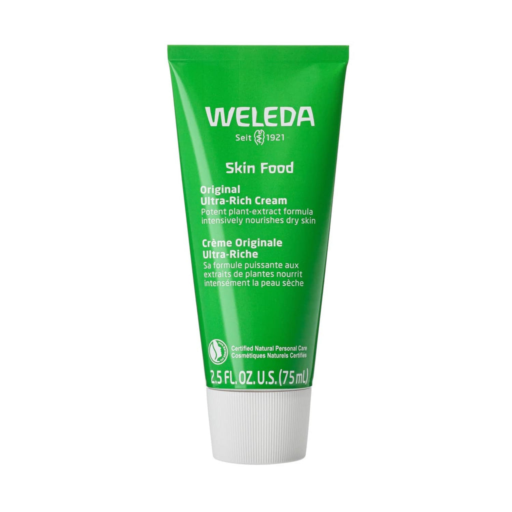 Green ultra-rich body cream tube, Weleda Skin Food, 2.5 fl oz