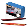 LED rear bumper reflector light bar set with red lens and glowing horizontal LED pattern