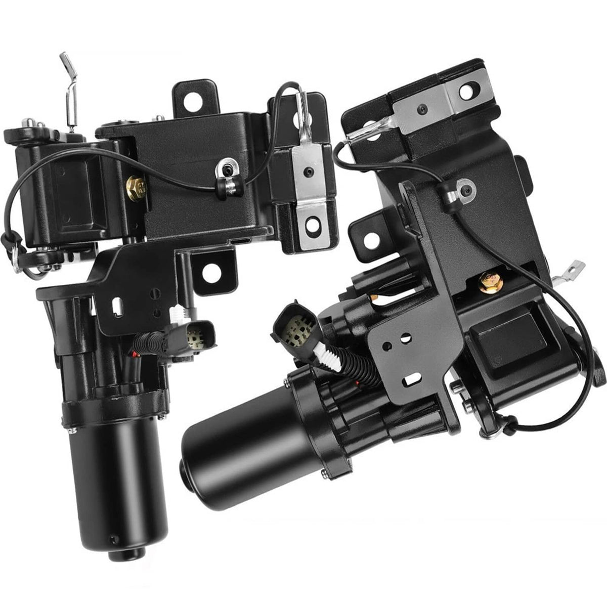 Left and right power running board motor assemblies, black brackets with actuators