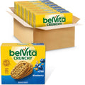 belVita Crunchy Blueberry breakfast biscuits in a boxed yellow-and-blue package