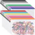 Set of A4 zipper pouches in assorted colors, stacked for storage