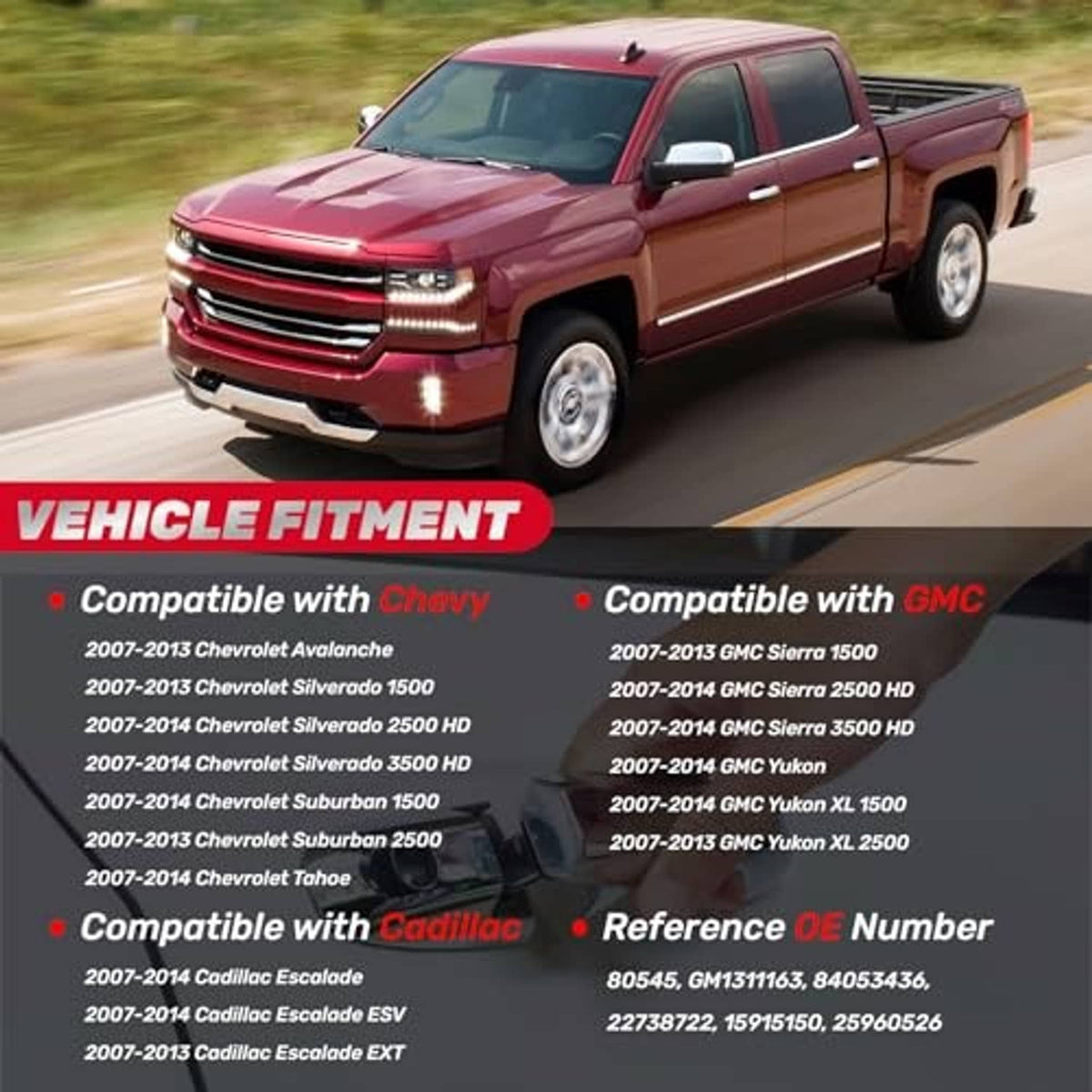 Installed silver chrome front passenger door handle on a pickup truck