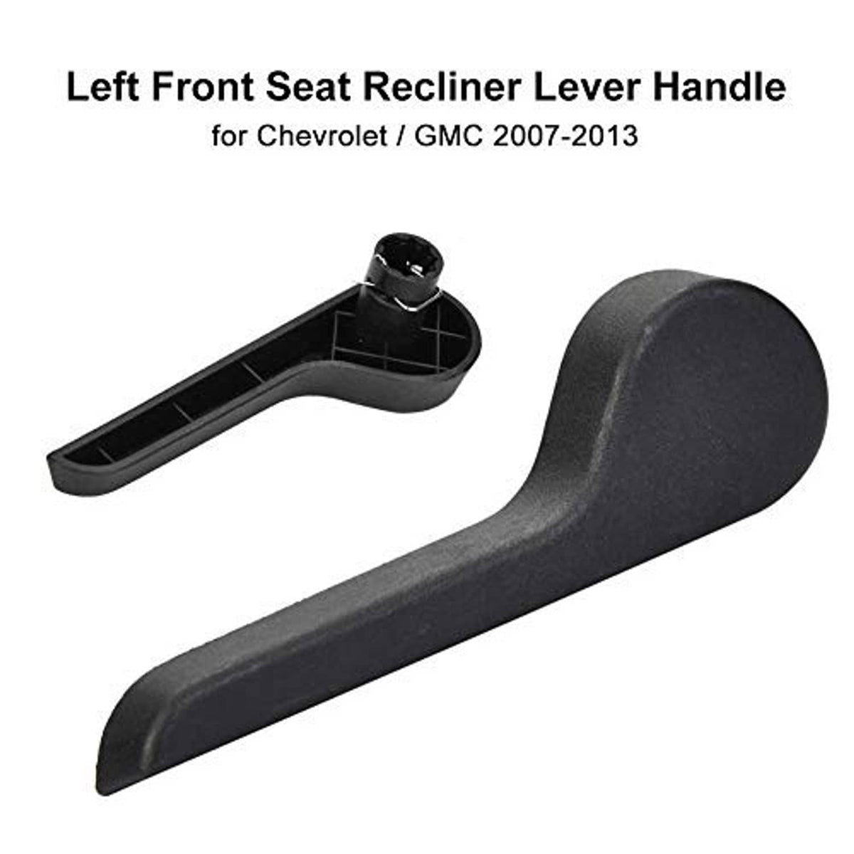 Black left front seat recliner lever handle with internal mounting clip