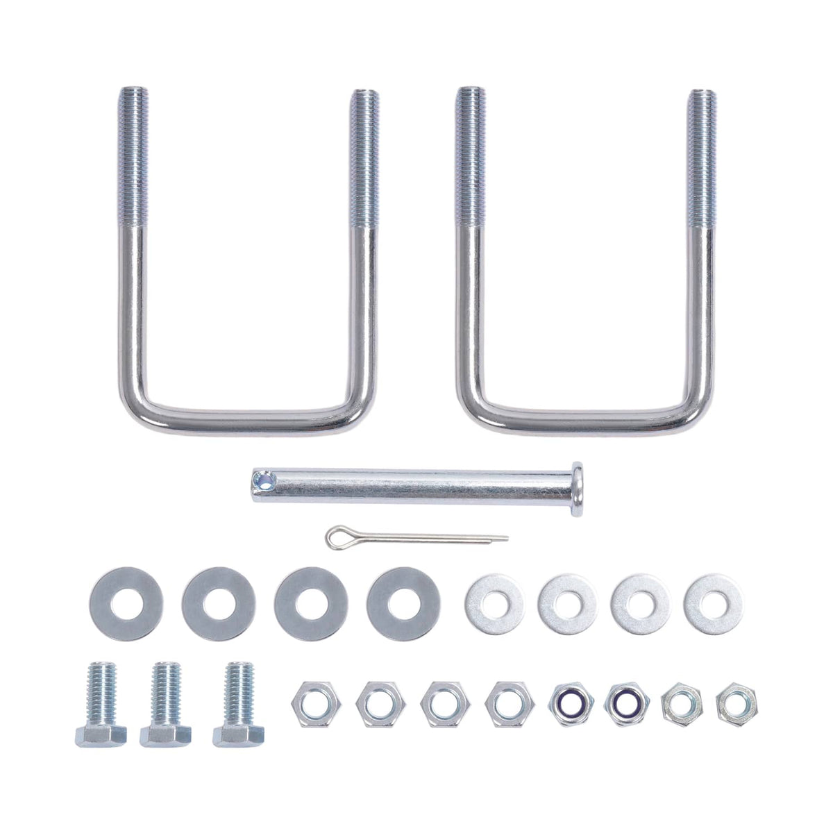 Winch stand U-bolt set with washers, nuts, and cotter clip