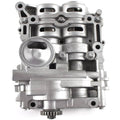 Engine shaft balance oil pump, silver metal housing with ports and bolts
