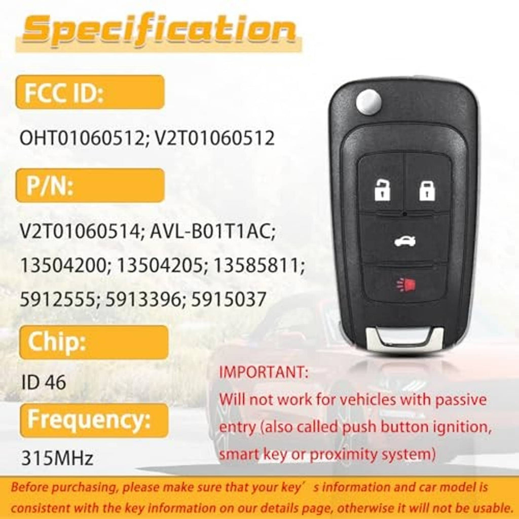 Black keyless entry key fob remote front with lock, unlock, trunk and red panic button