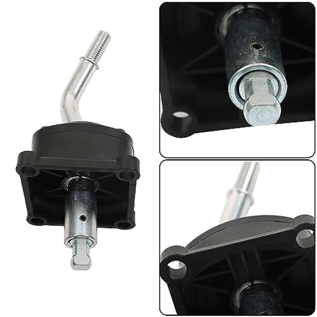 Manual transmission shifter kit close-up showing black housing, silver pivot pin and stud
