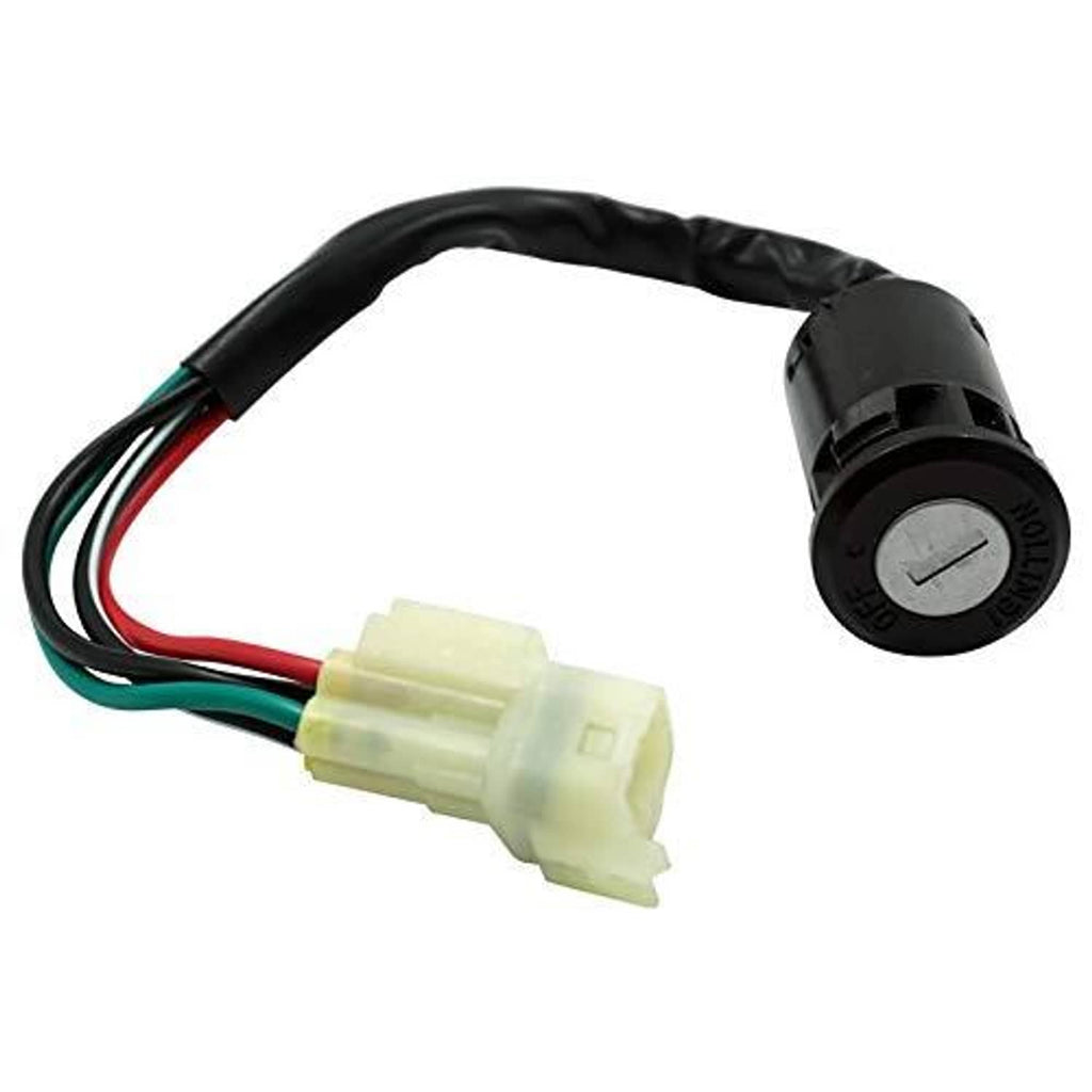 Ignition switch with black key cylinder and three-wire connector plug