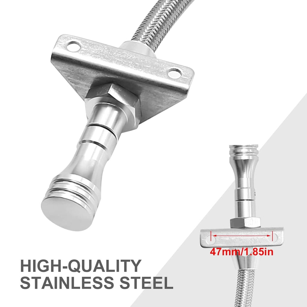 Stainless transmission dipstick assembly with flanged mount and short probe
