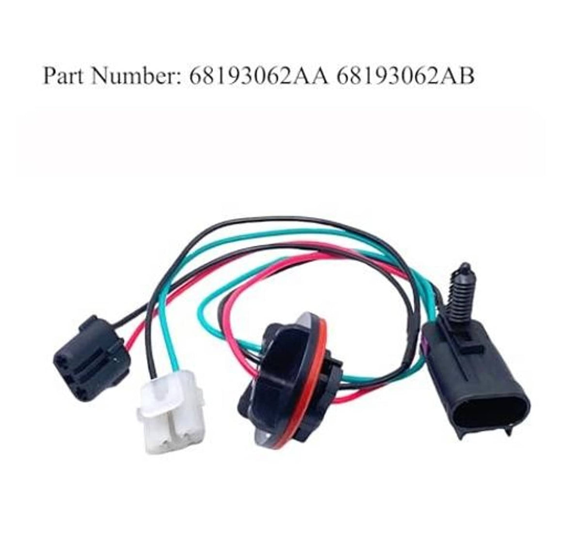Headlight wiring harness with 3-pin plug and multiple connectors; part number visible
