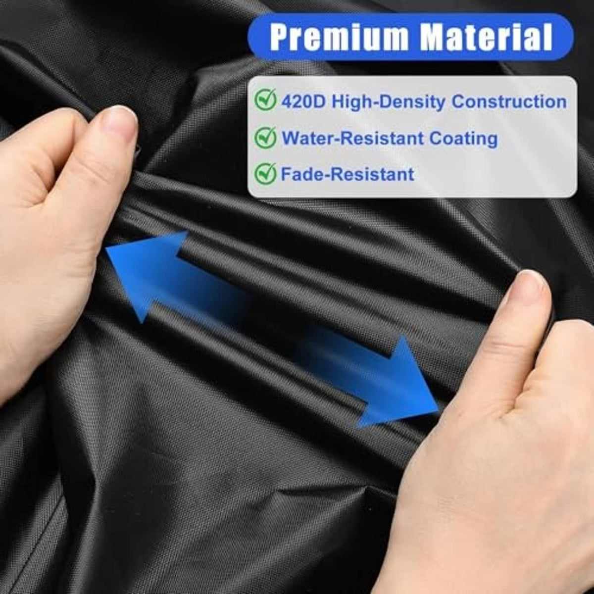 Black cover fabric close-up with reinforced woven texture