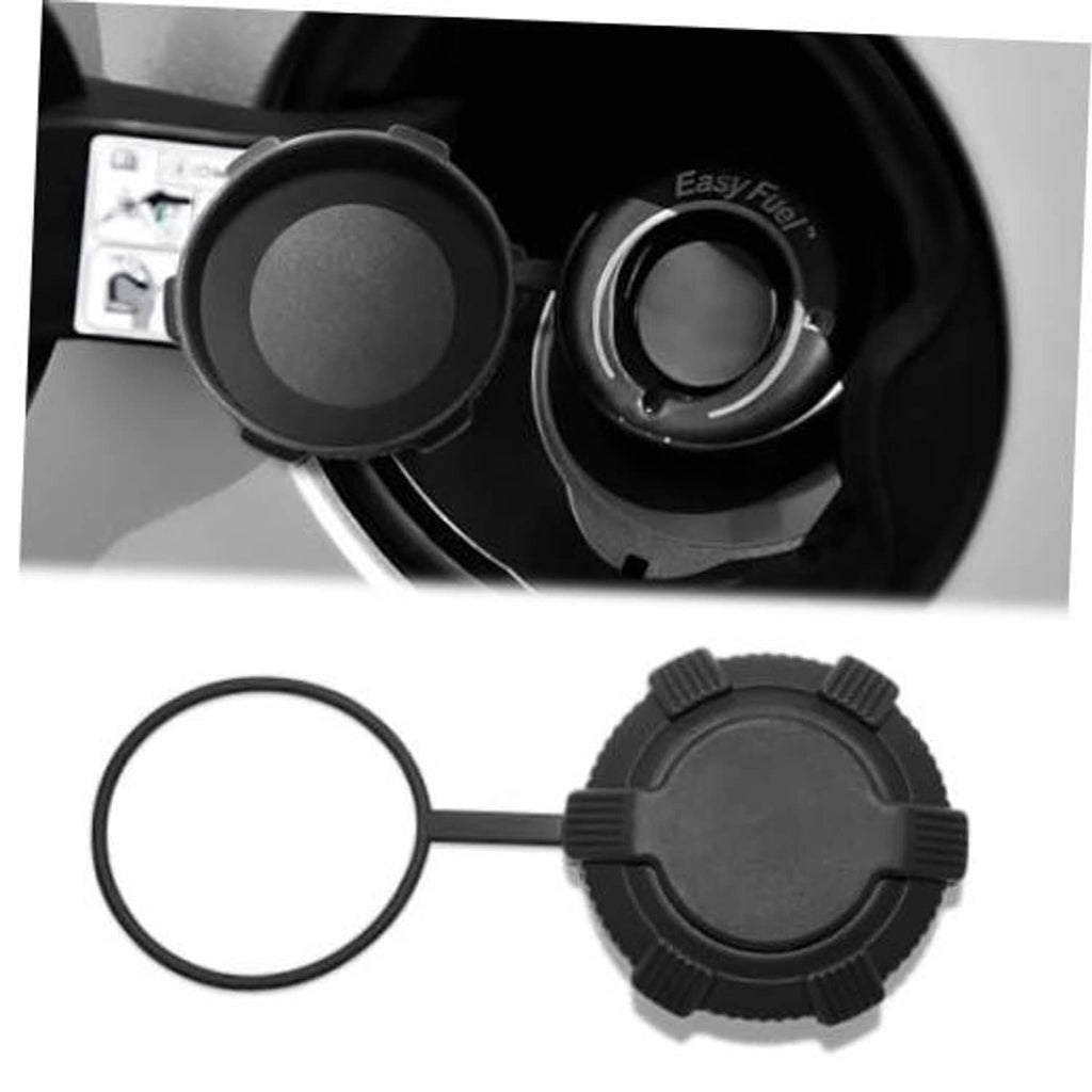 Fuel tank filler cap cover with matching O-ring seal, dark gray/black plastic