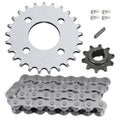 Silver 420 sprocket (25T) with 32-link roller chain and bolt hardware set