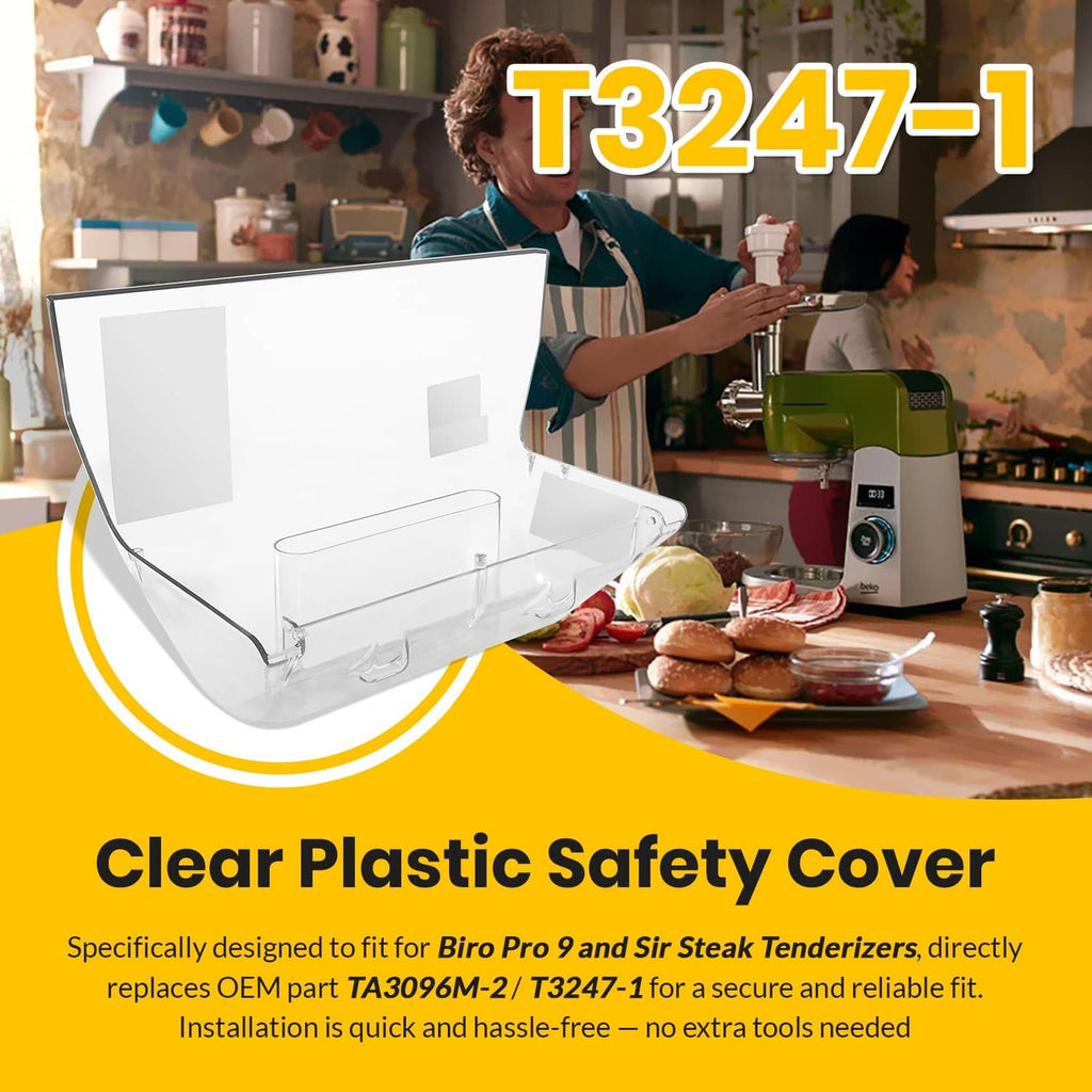 Clear plastic safety cover shown on a countertop appliance, large shield front.