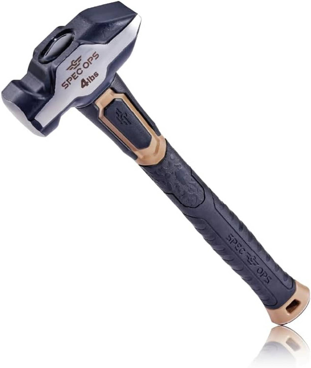 Blacksmith hammer with textured dark grip, SPEC OPS marking and 4 lbs face