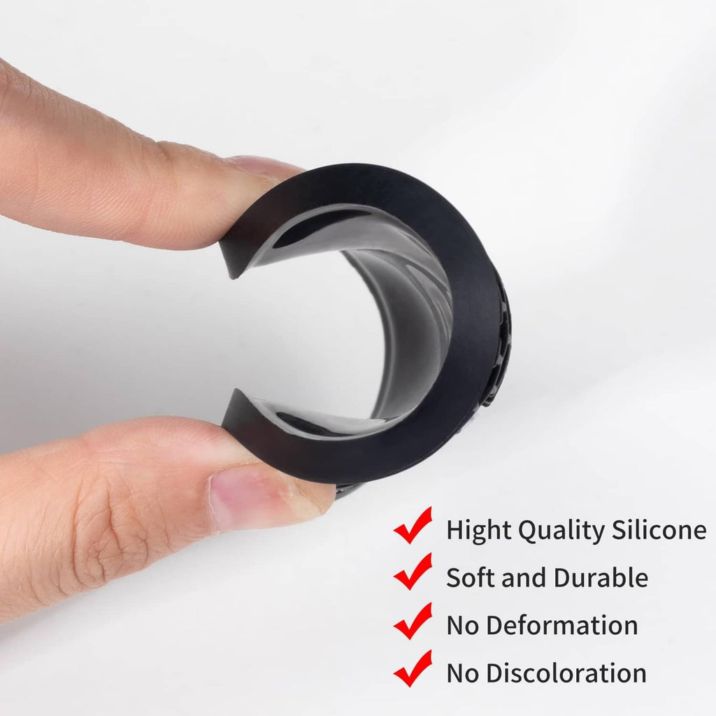 Black silicone coaster ring, stretched in hands with Cadillac center logo