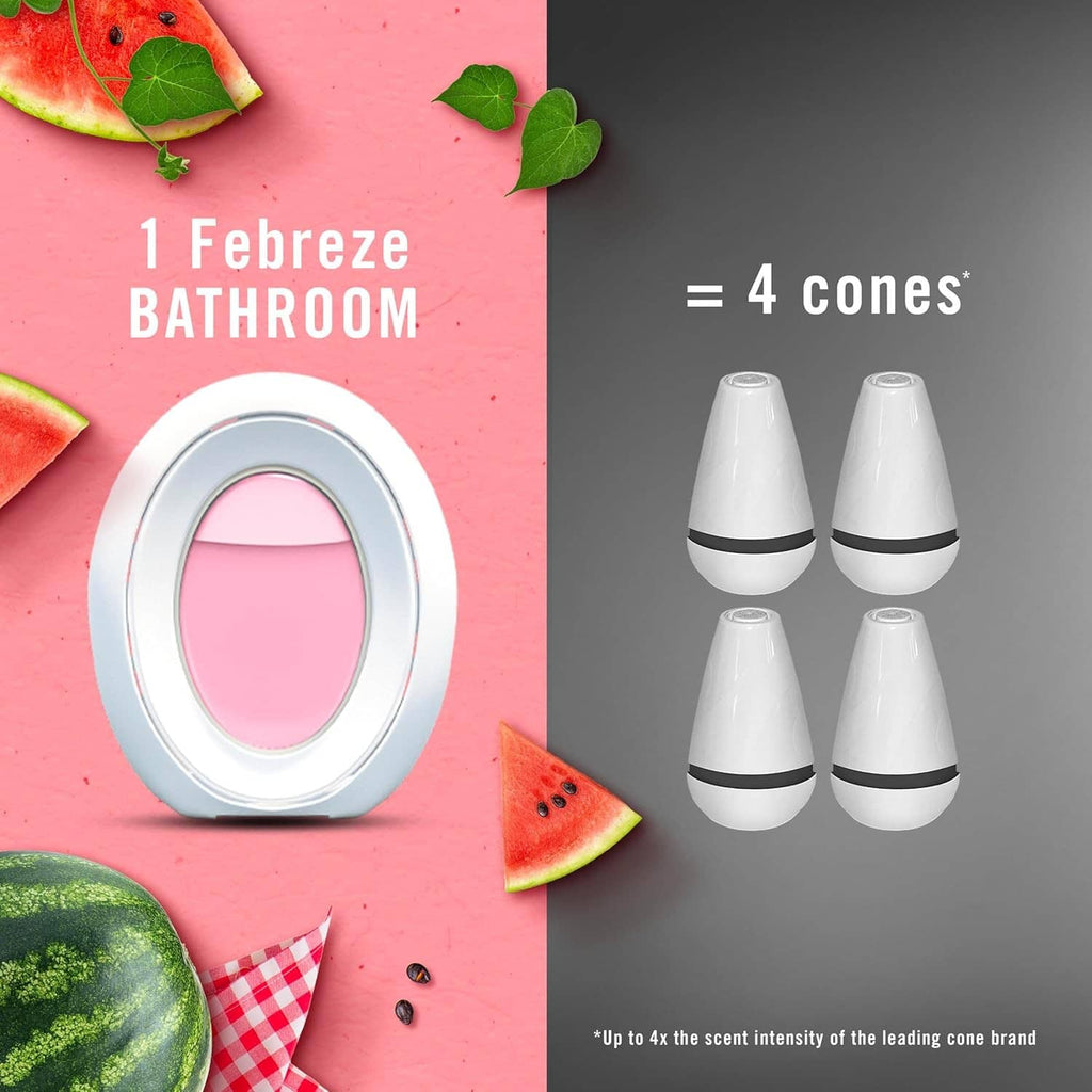 Febreze Bathroom plug-in alternative device with a pink-tinted round scent window