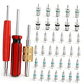 AC valve core kit with red handle core remover and assorted metal valve cores