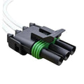 Throttle position sensor connector pigtail with black housing and green wire boot