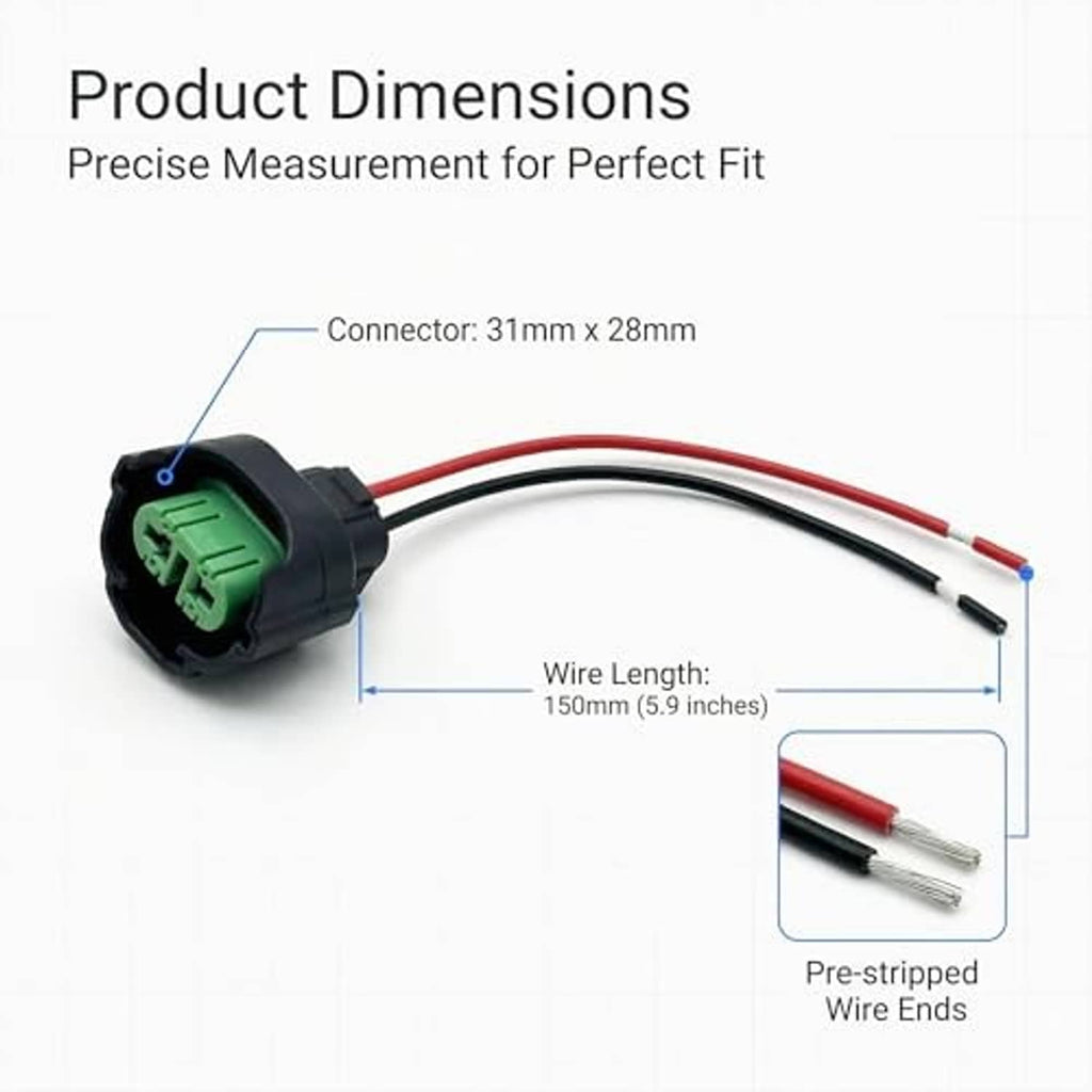 Single wiring harness connector with pre-stripped wire ends and red/black leads