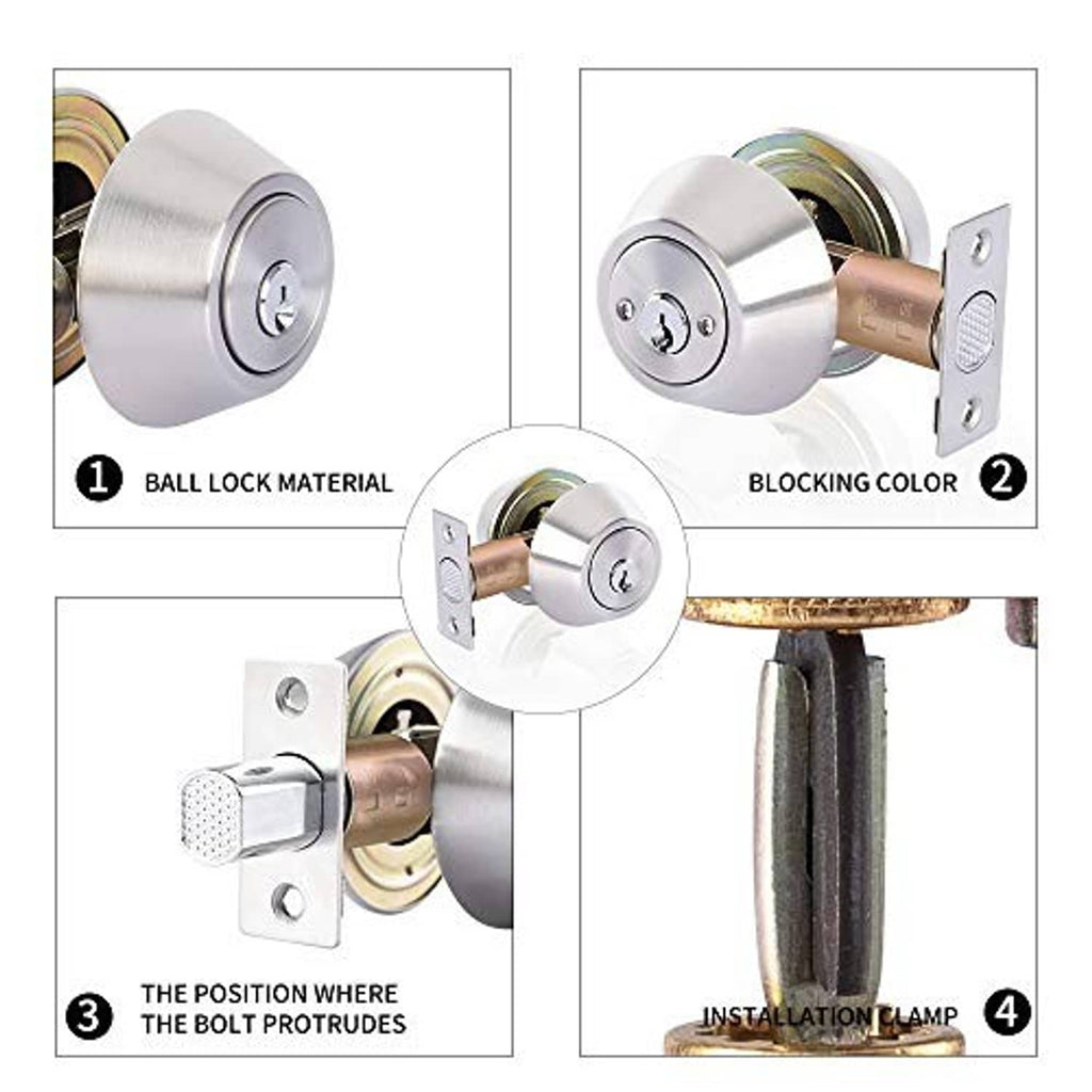 Deadbolt lock diagram showing cylinder and mounting plates in a double-sided design