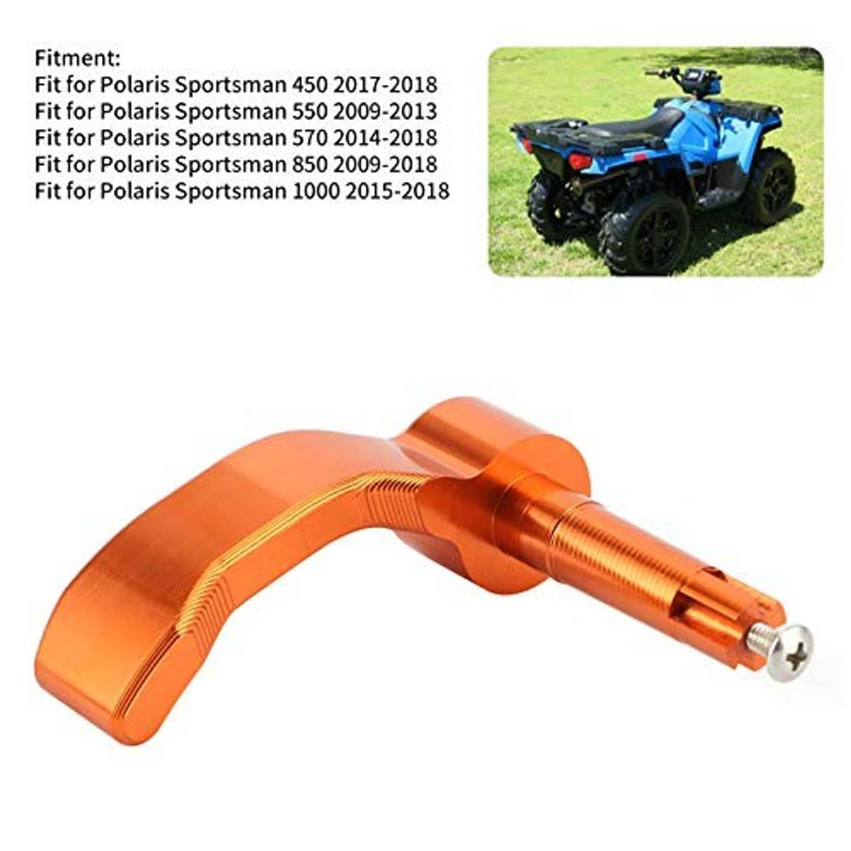 Orange anodized thumb throttle lever with mounting screw and ridged grip shaft