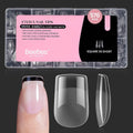 Beetles 576-piece short square nail tips set, half-matte pre-shaped tips in clear case