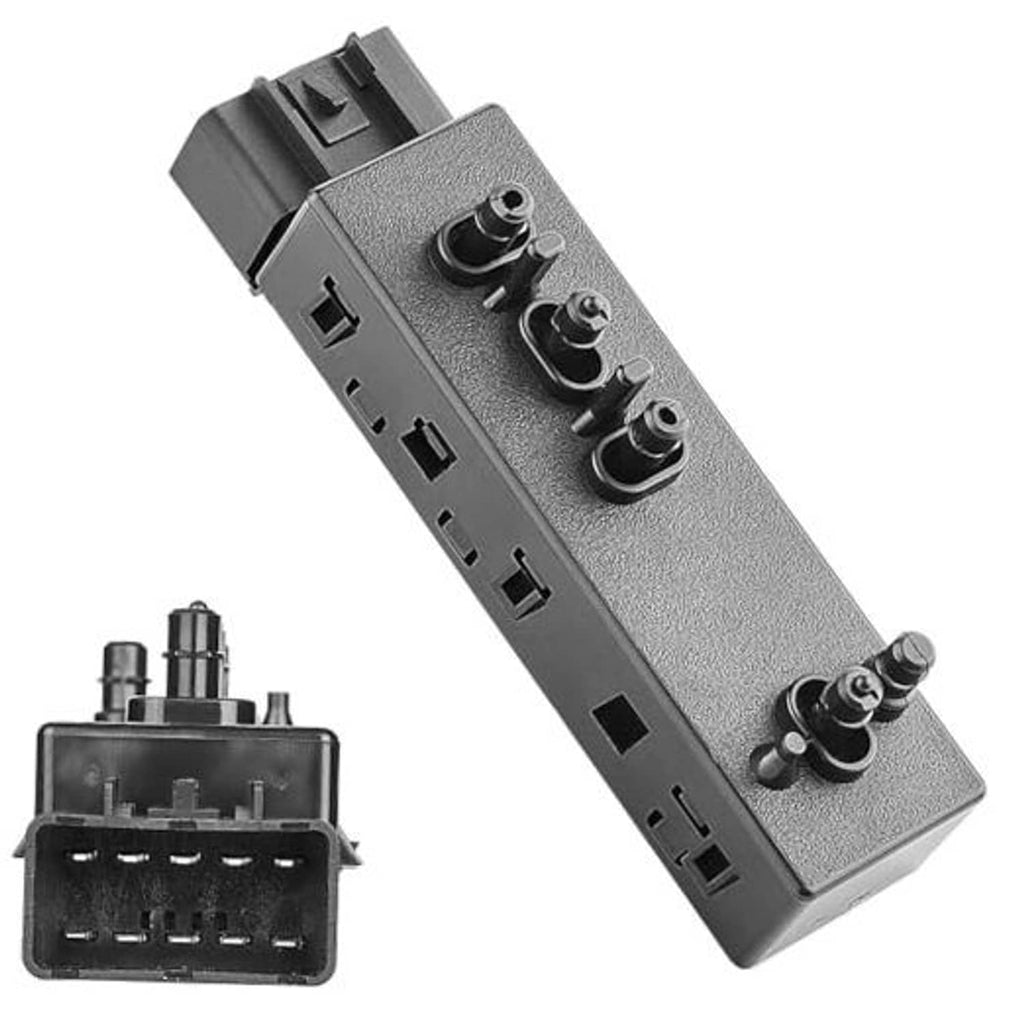 Front right power seat switch panel with rocker buttons and electrical connector