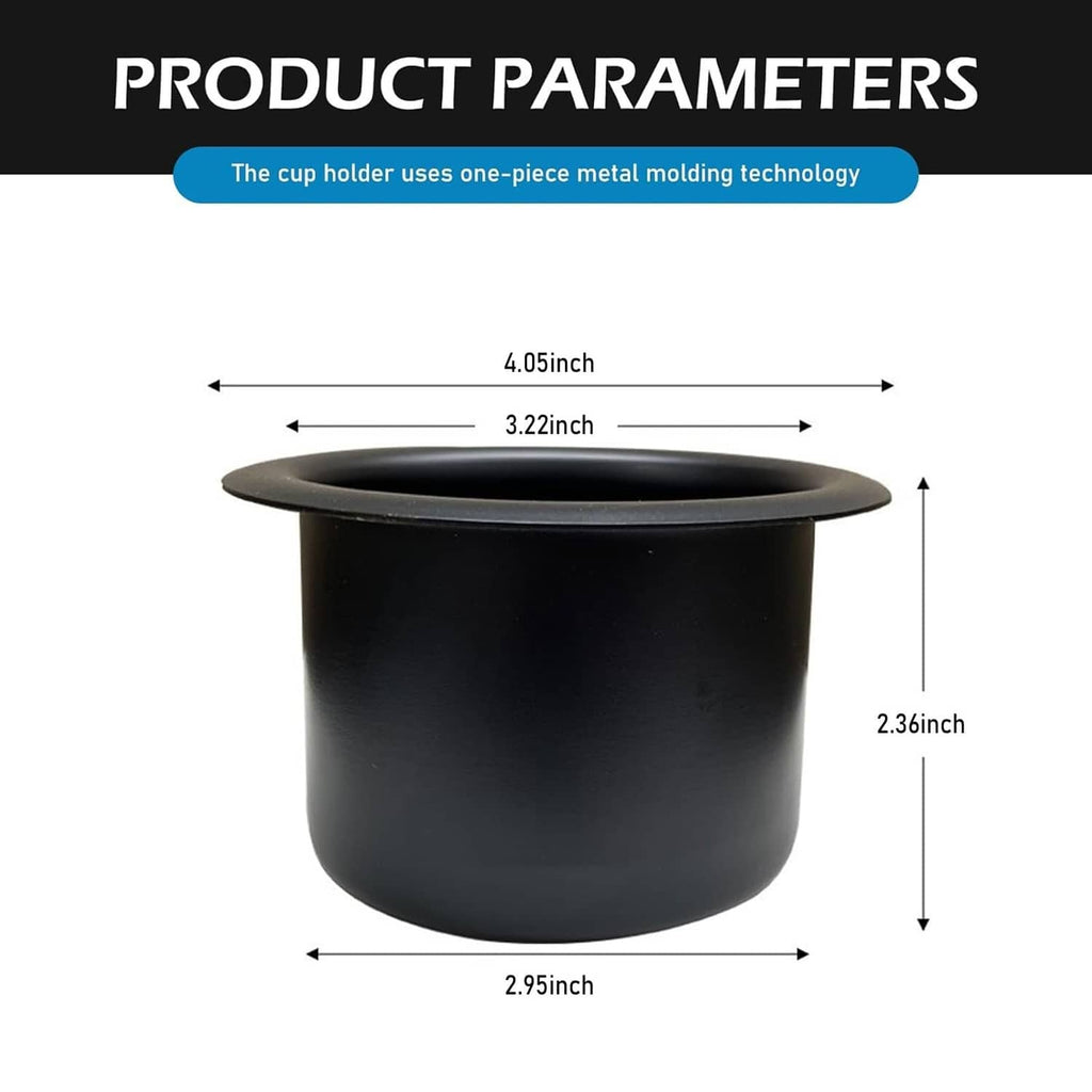 Black recessed cup holder insert with circular opening and flared rim
