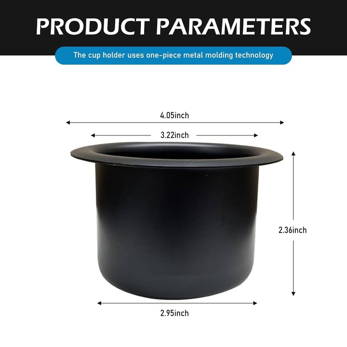 Black recessed cup holder insert with circular opening and flared rim