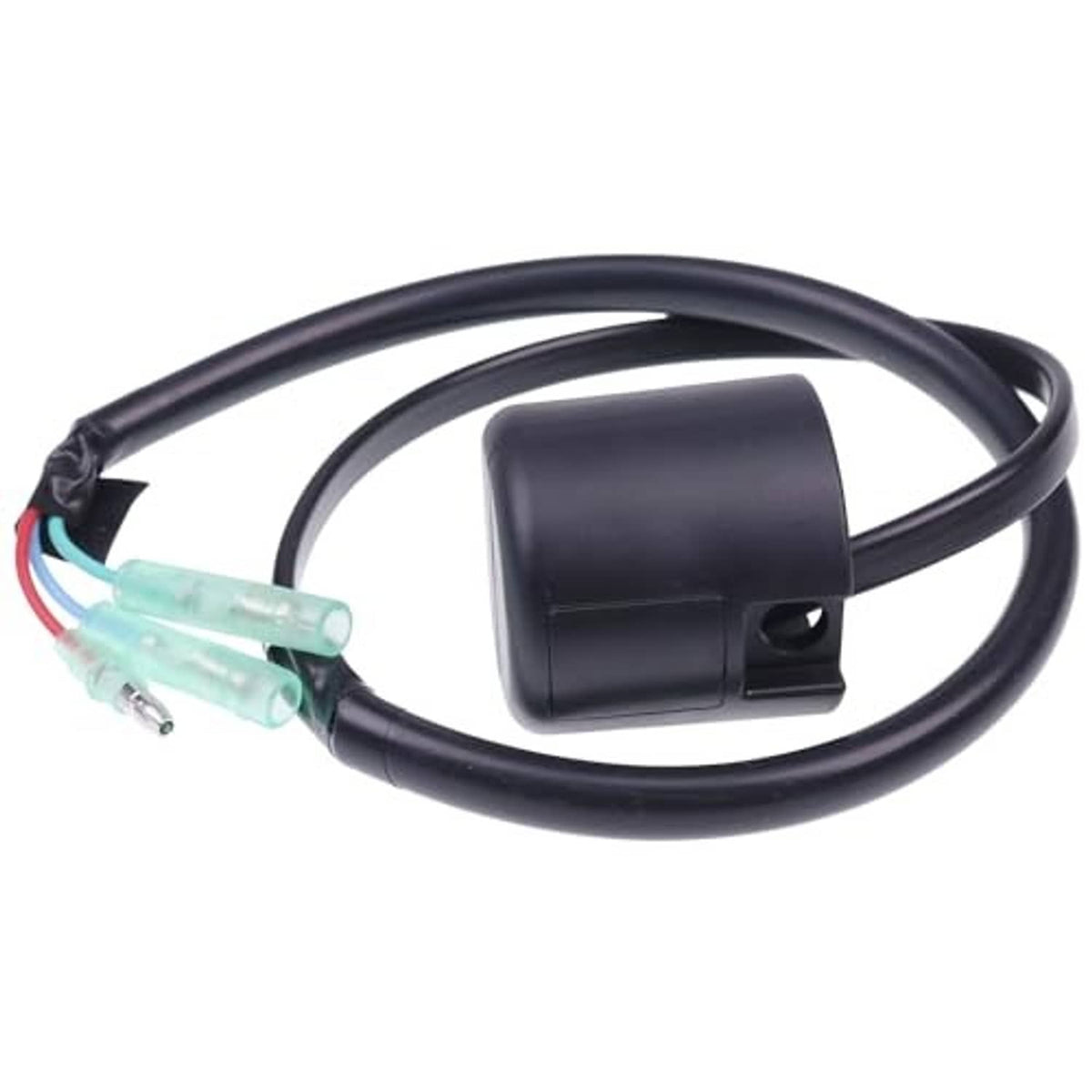 Black switch assembly with wiring harness and translucent connector ends