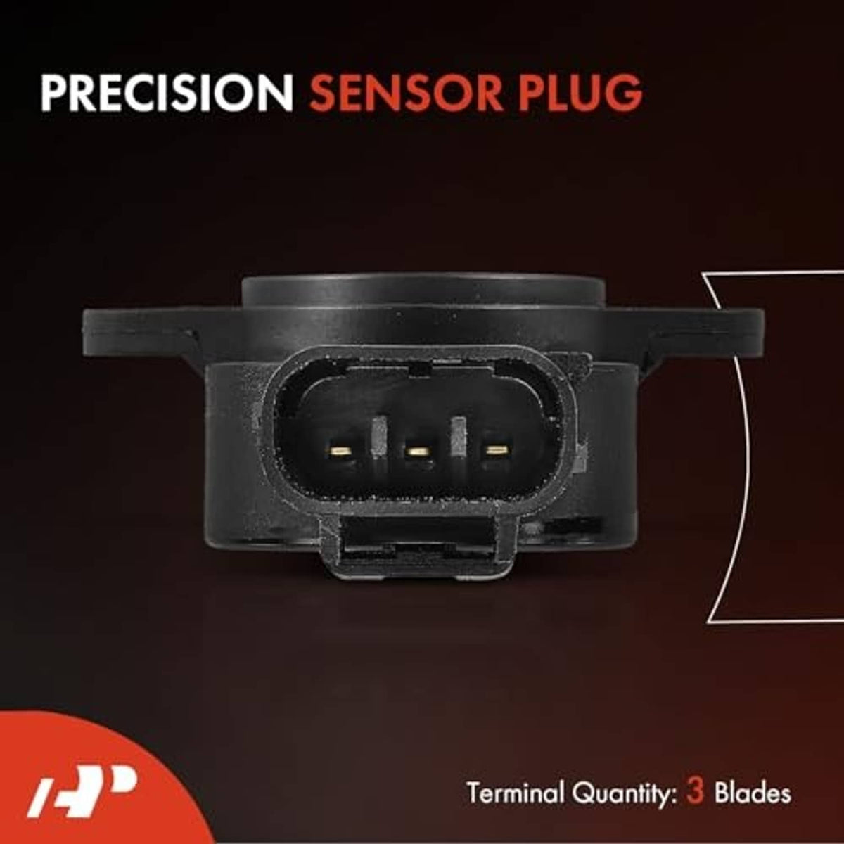 Throttle position sensor connector end with four-pin plug and black housing