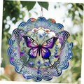 Colorful butterfly wind spinner with rainbow scalloped rings and hanging hook.