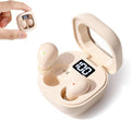 Mini sleep earbuds charging case open with two earbuds and a hand holding the case