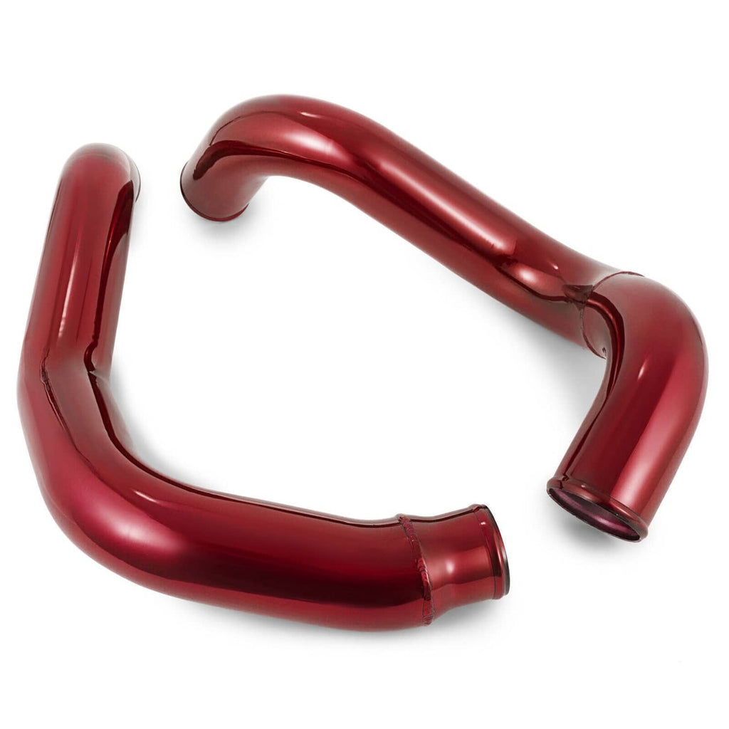 Red turbo intercooler pipe pair, U-shaped with open ends