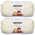 2-pack super chunky yarn, natural off-white acrylic skeins with Bernat Softee Chunky labels