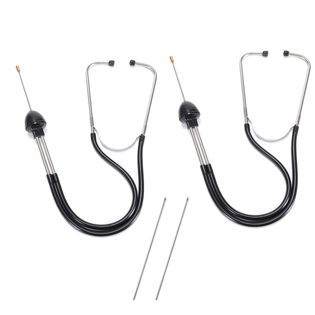 Lamoutor automotive mechanic stethoscope set of two, black metal tubes and rubber hoses