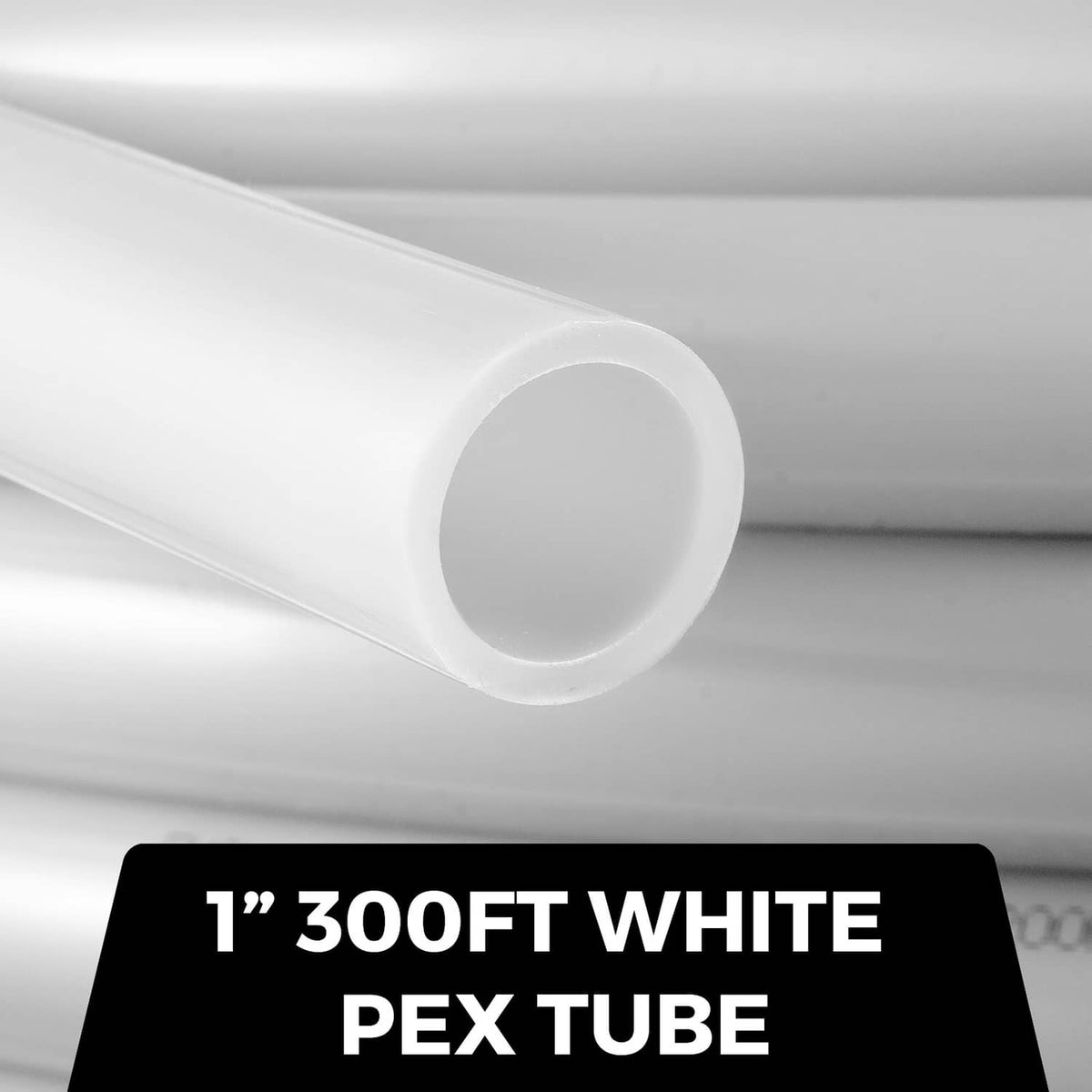 White PEX-B tubing end with smooth circular opening