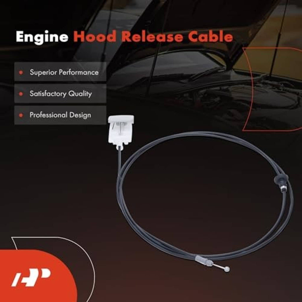 Engine hood release cable with dark blue wire and small metal end clips