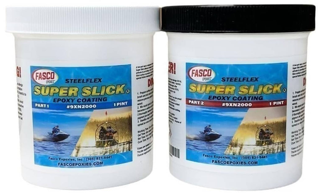 FASCO SteelFlex Super Slick epoxy bottom coating kit, two white 1-pint bottles