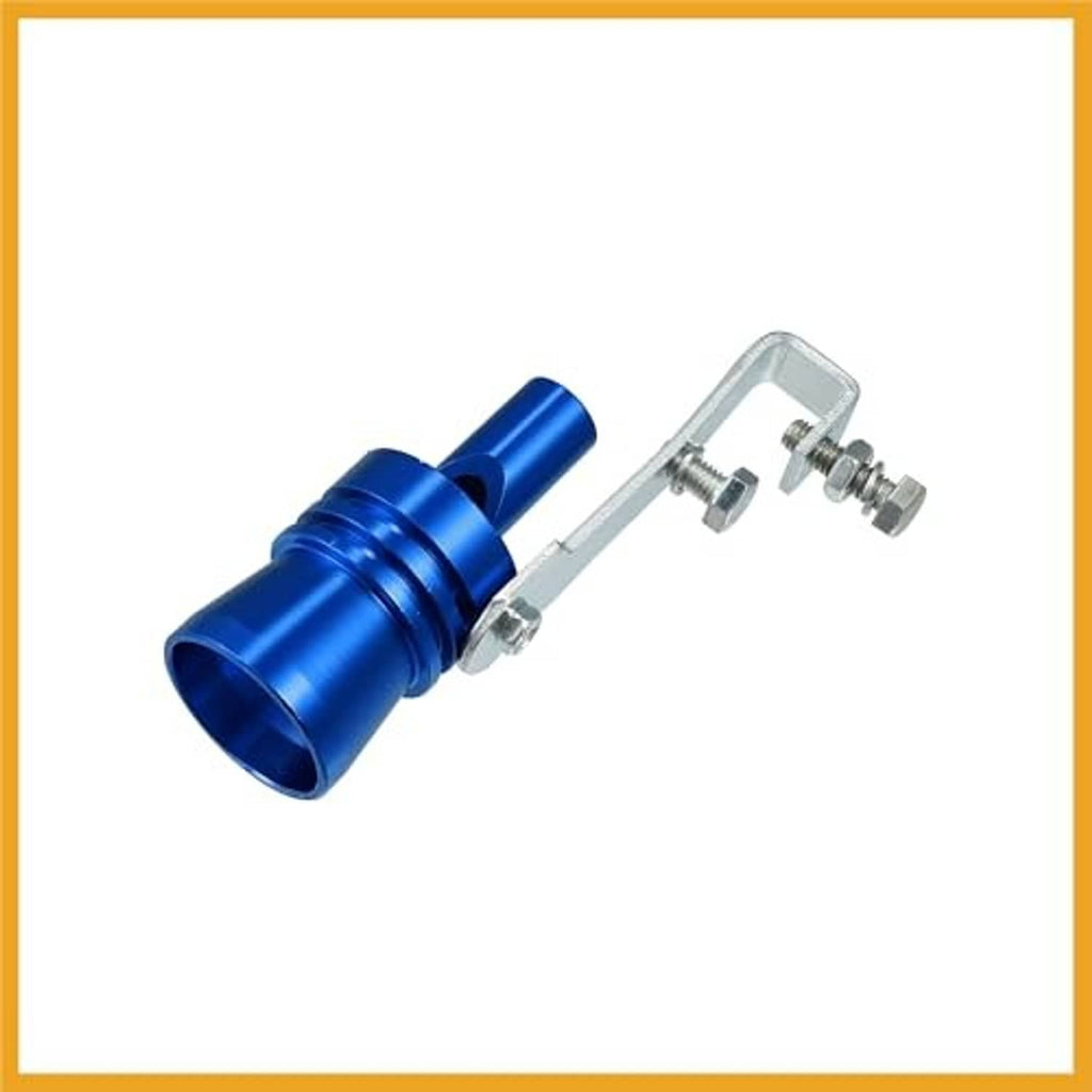 Blue aluminum exhaust muffler pipe whistle with U-clamp bracket and screws