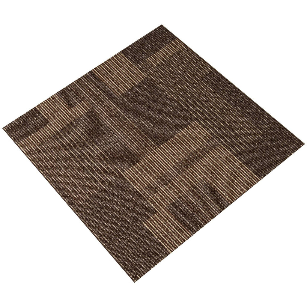 Brown square carpet tile with woven texture and subtle geometric pattern