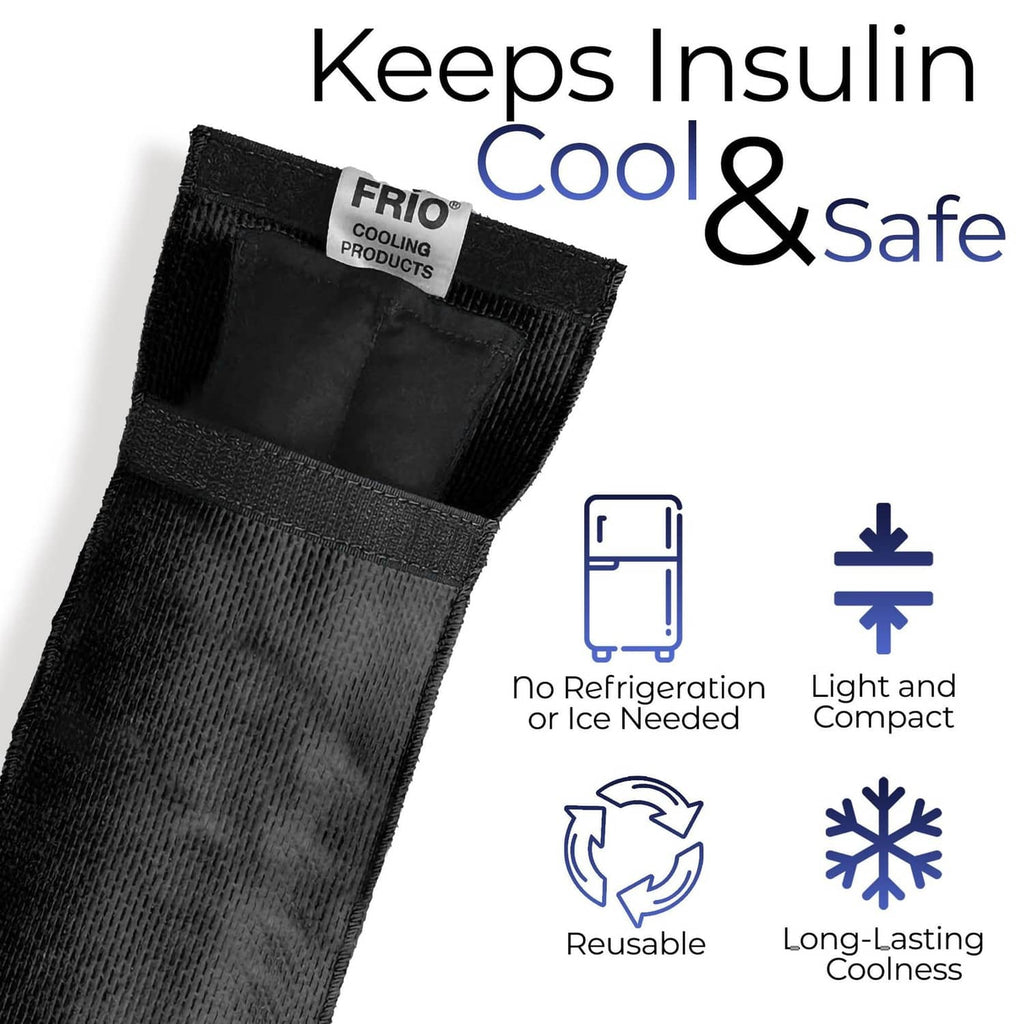 Black FRIO cooling wallet pouch with front compartments and coolness icons