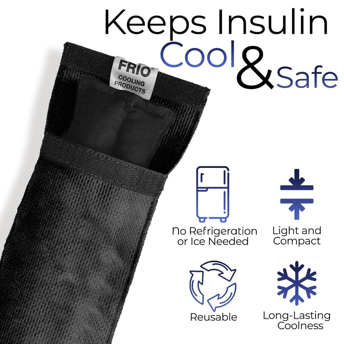 Black FRIO cooling wallet pouch with front compartments and coolness icons