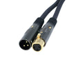 Black 1.5 ft XLR male-to-female audio cable with gold-plated connector ends