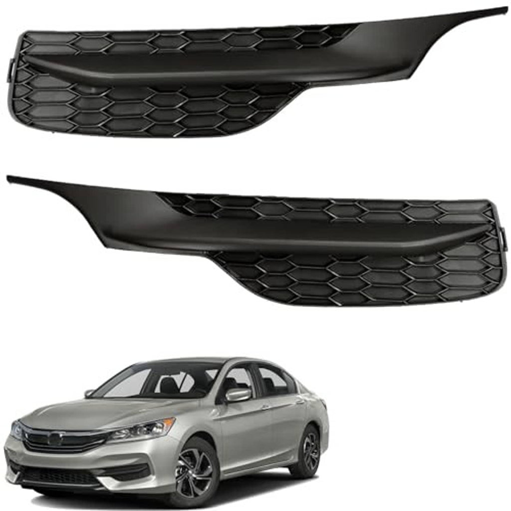 Textured black front bumper fog light covers, angled left and right grilles